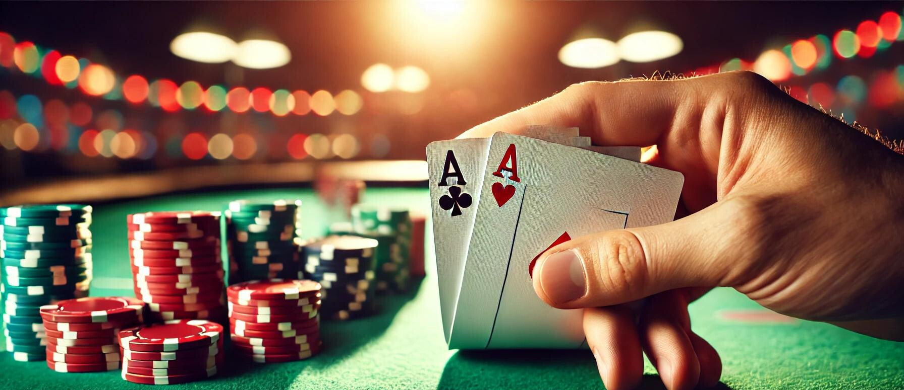 Homme ayant une paire d'as au poker