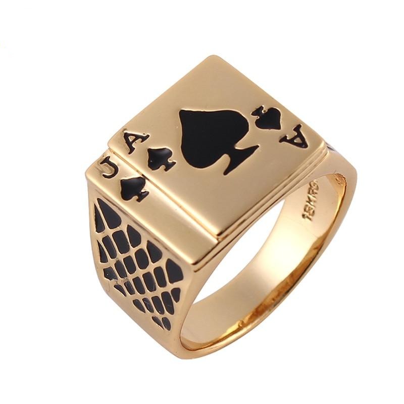 Accessoires poker Bague Bague cartes poker or