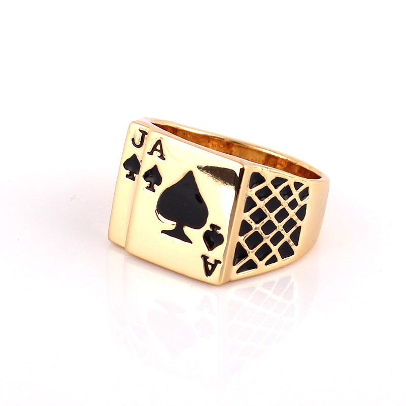 Accessoires poker Bague Bague cartes poker or
