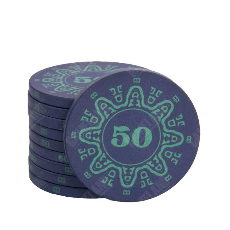 Accessoires poker 0 Jeton bleu 50 Jetons de poker avec valeurs