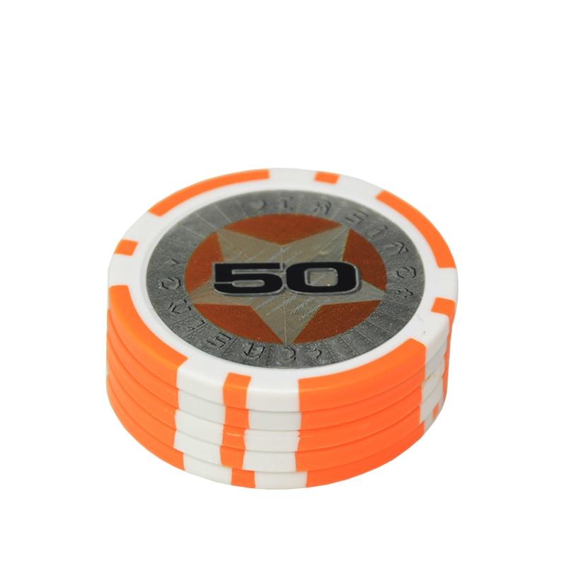 Accessoires poker 0 5 jetons Stars orange Jetons de poker brillants