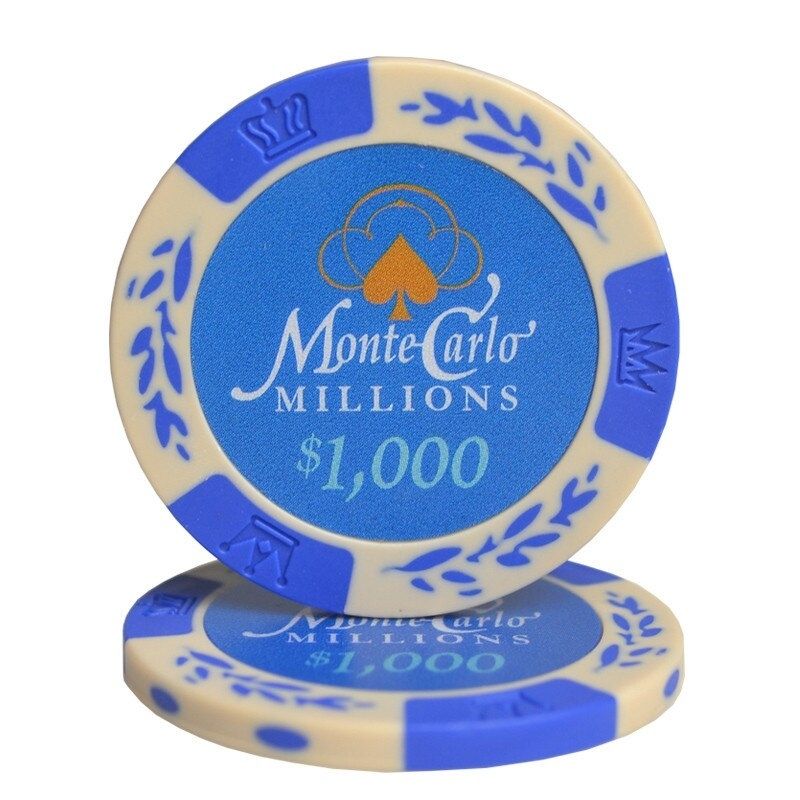 Accessoires poker 0 Jeton bleu 1 000 Jetons de poker monte carlo
