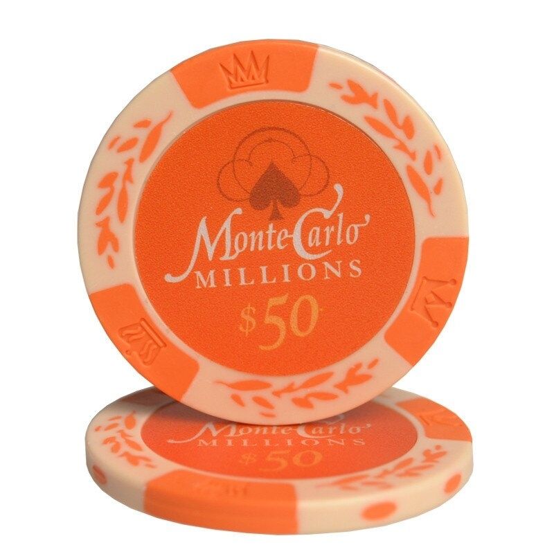 Accessoires poker 0 Jeton orange 50 Jetons de poker monte carlo