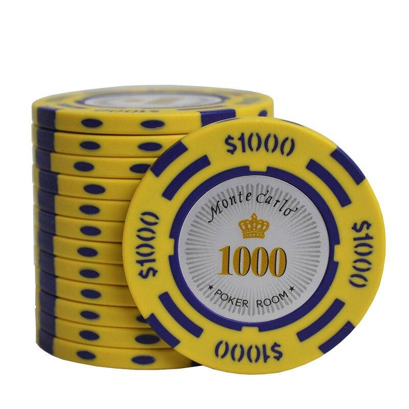 Accessoires poker 0 10 jetons Monte Carlo jaune Jetons de poker Monte Carlo avec valeurs