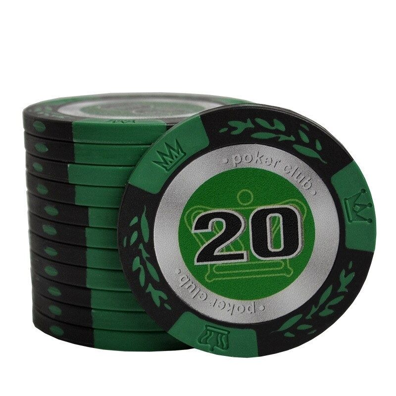 Accessoires poker 0 Jeton vert 20 Jetons poker noir