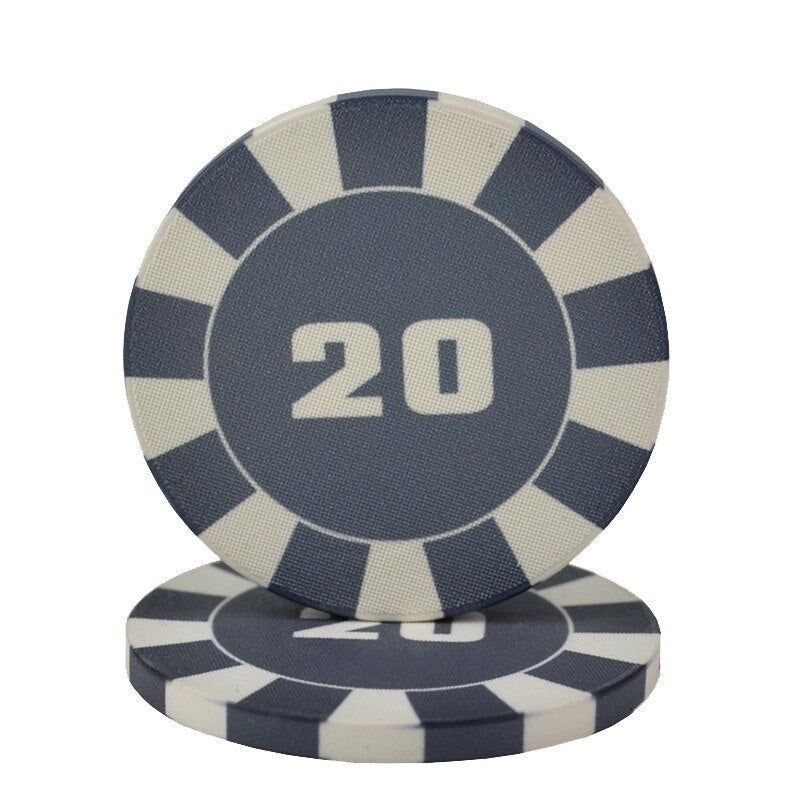 Accessoires poker 0 Jeton gris 20 Lots de jetons de poker en céramique