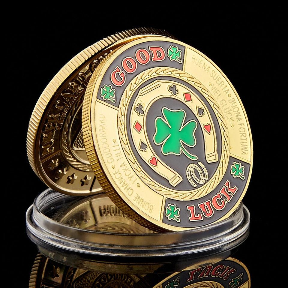Accessoires poker 0 Gold Protège cartes en forme de Jeton de poker