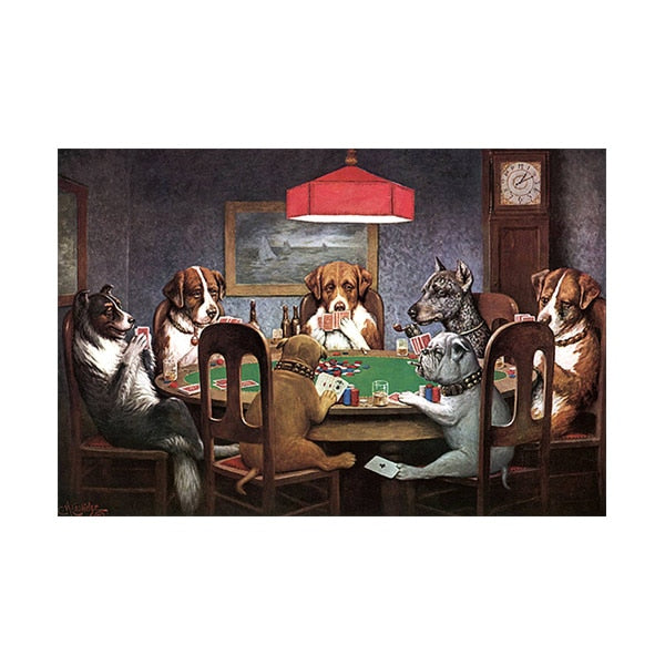 Accessoires poker Tableau 30x42cm Tableau Poker<br/>Partie de Chiens